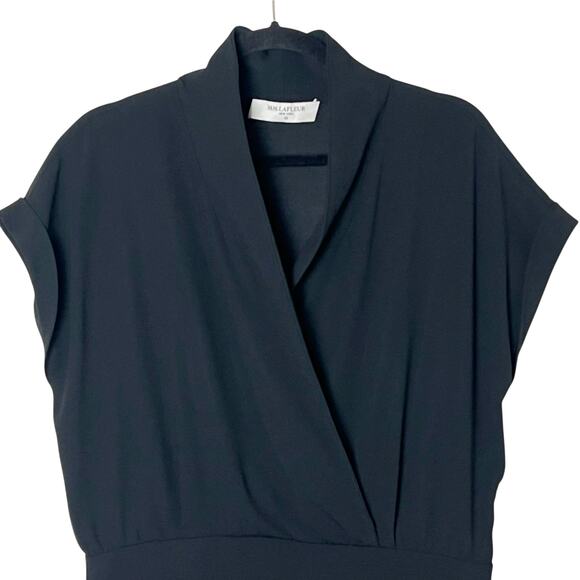 MM LaFleur The Tory Dress Cap Sleeve Faux Wrap Black Women's Size 14 - Picture 3 of 10